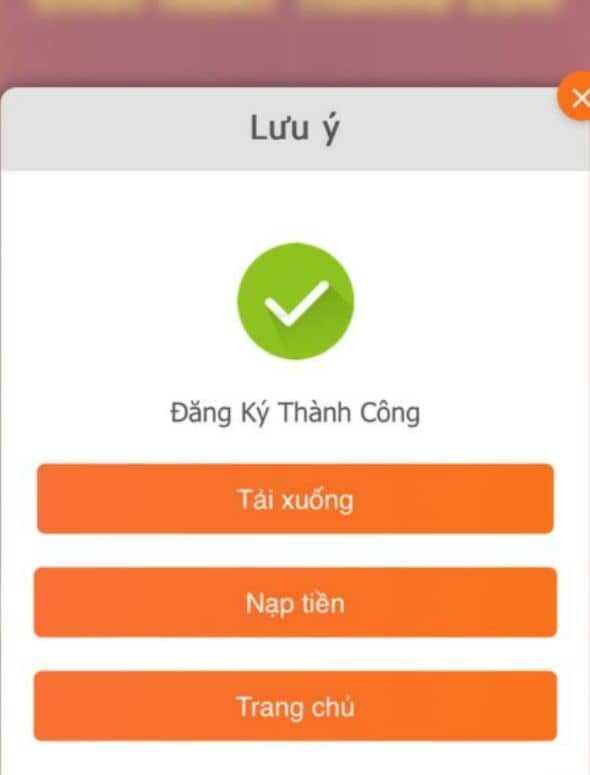 Hoàn thành đăng ký AE789 khi báo thành công